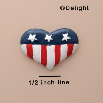 1035 - Heart USA 3 Stars Medium - Resin Decoration (12 per package)