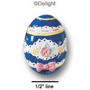 1140 - Easter Egg Dark Blue Flower Bow - Resin Decoration (12 per package)