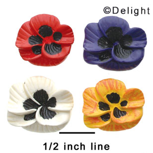 1197 - Flower Pansy 4 Assorted Medium - Resin Decoration (12 per package)