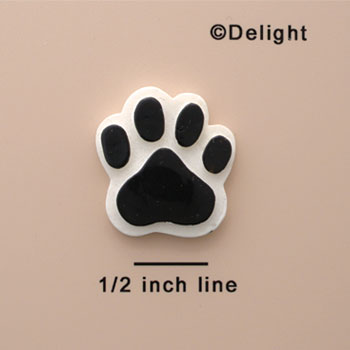 1210 tlf - Paw Black Medium - Resin Decoration (12 per package)