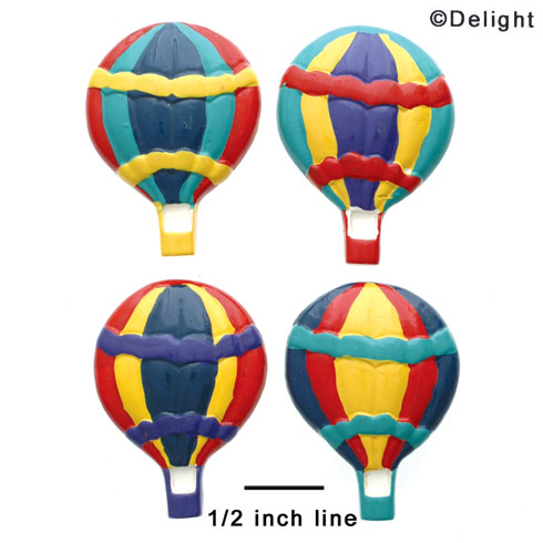1228 - Hot Air Balloon Rainbow Assort - Resin Decoration (12 per package)