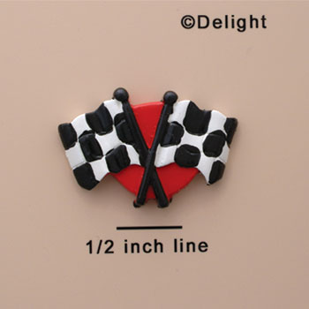 1723 - Checkered Flags Red Medium - Resin Decoration (12 per package)