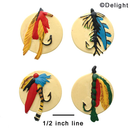 1732 - Fishing Tackle Flies Assorted - Resin Decoration (12 per package)