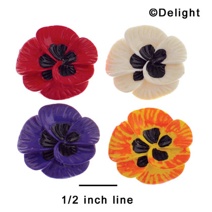 2121 - Flower Pansy 4 Assorted Large - Resin Decoration (12 per package)