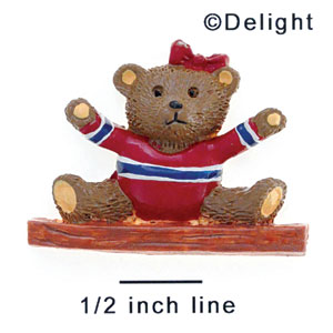 2225 - Gym Bear Red Balance Beam - Resin Decoration (12 per package)