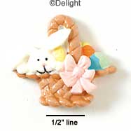 2277 - Bunny White Basket Brown Eggs - Resin Decoration (12 per package)