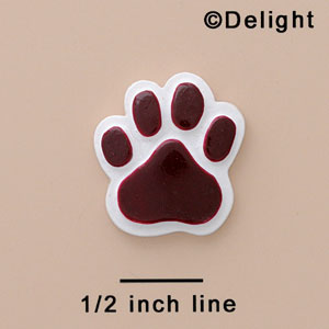 2318 tlf - Paw Maroon Medium - Resin Decoration (12 per package)