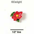 2351 - Flower Red Yellow Center Mini - Resin Decoration (12 per package)