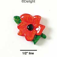 2362 - Flower Red Black Center Medium - Resin Decoration (12 per package)
