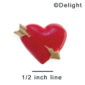 2373* - Heart Red Arrow Gold Medium - Resin Decoration (12 per package)