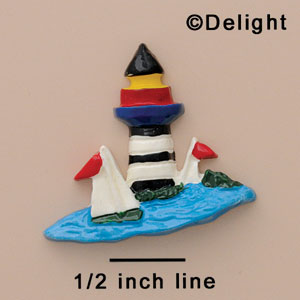 2467 - Light House Sailboats Medium - Resin Decoration (12 per package)