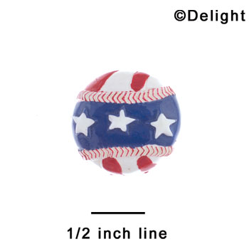 2472 - Baseball Patriotic Medium - Resin Decoration (12 per package)