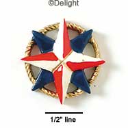2476 - Compass Star Red Blue Rope Gold - Resin Decoration (12 per package)