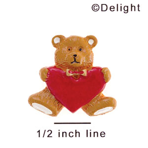 2478 - Heart Bear Red Medium - Resin Decoration (12 per package)