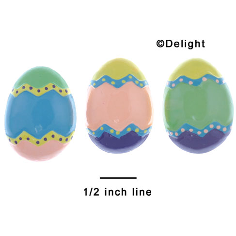 2511 - Easter Egg Stripe Dots Assort - Resin Decoration (12 per package)