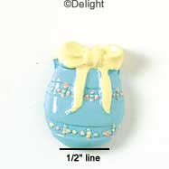 2512 - Easter Egg Blue Bow Yellow - Resin Decoration (12 per package)