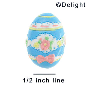 2513 - Easter Egg Light Blue Flower Bow - Resin Decoration (12 per package)