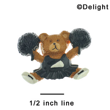 2545 - Cheerleader Bear Black Medium - Resin Decoration (12 per package)