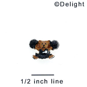 2550 - Cheerleader Bear Black Mini - Resin Decoration (12 per package)
