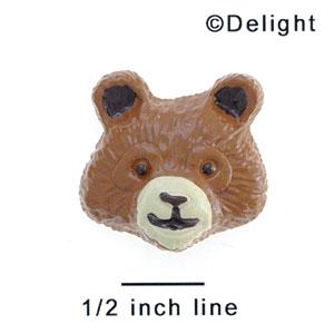 2561 - Bear Face Brown Dark Medium - Resin Decoration (12 per package)