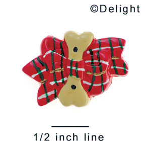 3087 - Dog Bone Bow Plaid Medium - Resin Decoration (12 per package)