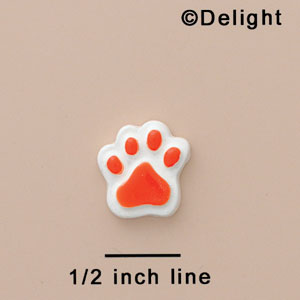 3153 tlf - Mini Orange Paw - Resin Decoration (12 per package)