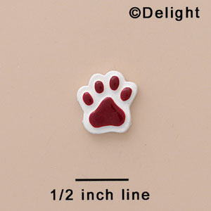 3157 tlf - Mini Maroon Paw - Resin Decoration (12 per package)