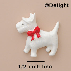 3233* tlf - Scottie White Bow Red Medium - Resin Decoration (12 per package)