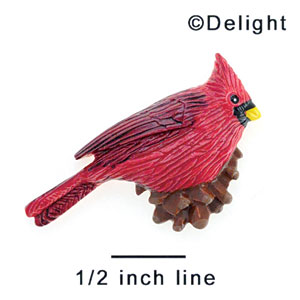 3235 ctlf - Bird Cardinal Pine Cone Medium - Resin Decoration (12 per package)