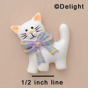 3258* tlf - Cat White Body Bow Lavender Pl - Resin Decoration (12 per package)