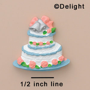 3285 - Wedding Cake Bells Bows Pink - Resin Decoration (12 per package)