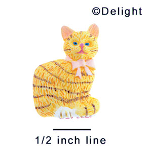 3322 - Cat Tan Stripe Bow Pink Medium - Resin Decoration (12 per package)