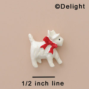 3352* - Scottie Dog White Bow Red Mini - Resin Decoration (12 per package)