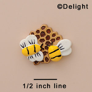 3362 - Honeycomb 2 Bees Medium - Resin Decoration (12 per package)