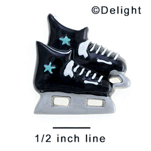 3367 - Ice Skate Black Star Blue - Resin Decoration (12 per package)
