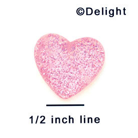 3387 ctlf - Heart Glitter Pink Medium - Resin Decoration (12 per package)