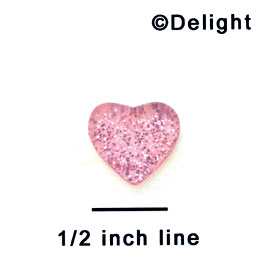 3388 ctlf - Heart Glitter Pink Mini - Resin Decoration (12 per package)