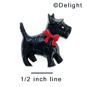 3389* tlf - Scottie Black Bow Red Medium - Resin Decoration (12 per package)