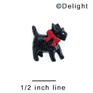 3390* - Scottie Dog Black Bow Red Mini - Resin Decoration (12 per package)