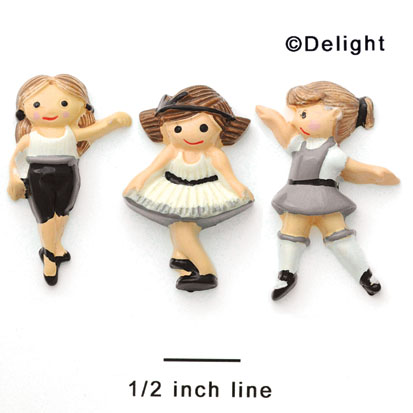 3407 - Ballet Girls Gray White 3 Assorted - Resin Decoration (12 per package)