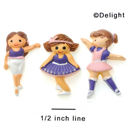 3408 - Ballet Girls Pink Purple 3 Assorted - Resin Decoration (12 per package)