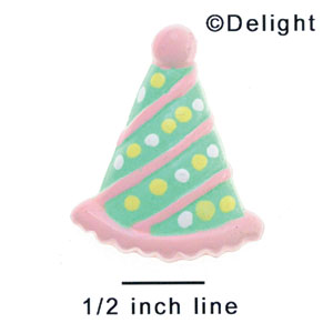 3410 tlf - Party Hat Pink Green Dots - Resin Decoration (12 per package)