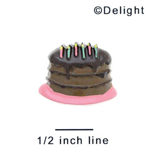 3414 tlf - Birthday Cake Chocolate Pink - Resin Decoration (12 per package)