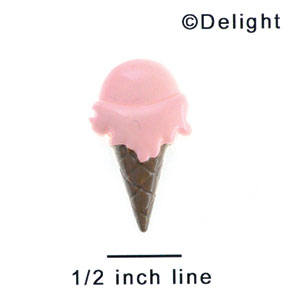 3434 tlf - Ice Cream Cone Pink - Resin Decoration (12 per package)