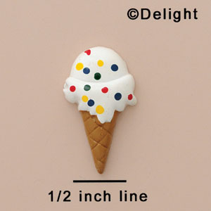 3440 tlf - Ice Cream Cone White Sprinkles - Resin Decoration (12 per package)