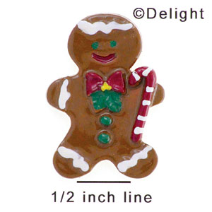 3528 ctlf - Gingerbread Boy Candy Cane - Resin Decoration (12 per package)