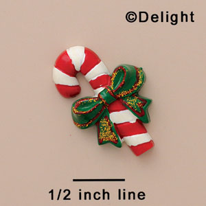 3530* tlf - Candy Cane Green Bow Gold (Left & Right) - Resin Decoration (12 per package)