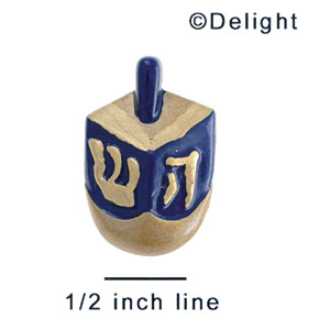3549 tlf - Dreidl Blue Gold Medium - Resin Decoration (12 per package)