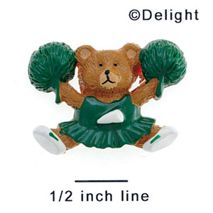 3568 - Cheerleader Bear Green Medium - Resin Decoration (12 per package)