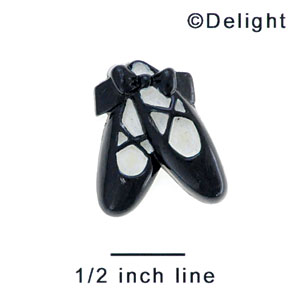 3586 - Ballet Shoes Black Bow Medium - Resin Decoration (12 per package)